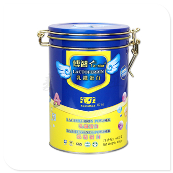 圓形帶鐵扣乳鐵蛋白鐵罐,密封蛋白質(zhì)粉馬口鐵罐