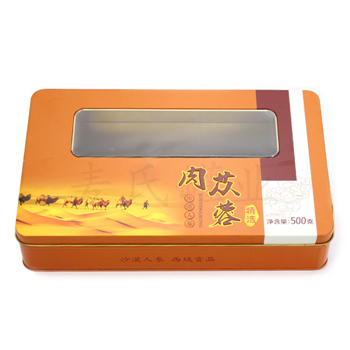 一斤裝肉蓯蓉鐵盒包裝,創(chuàng)意開天窗金鎖陽(yáng)金屬包裝禮品盒