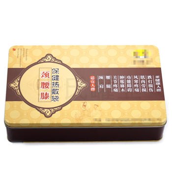 頸腰膝保健熱敷袋鐵盒包裝,醫藥鐵盒廠家