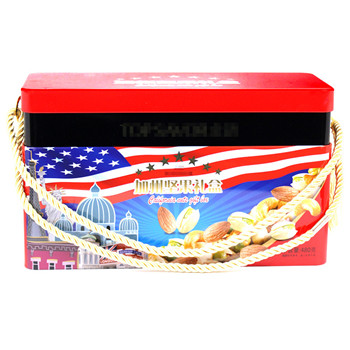 堅果馬口鐵盒;長方形手提年貨鐵盒定制