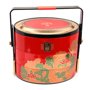 月餅手提鐵盒,三層手提式月餅鐵盒