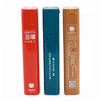 方形長(zhǎng)條古樹(shù)生茶鐵罐禮盒包裝_茶葉馬口鐵盒廠家包裝定制